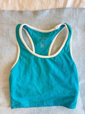 Splits59 Teal Racerback Swim Crop with White Trim